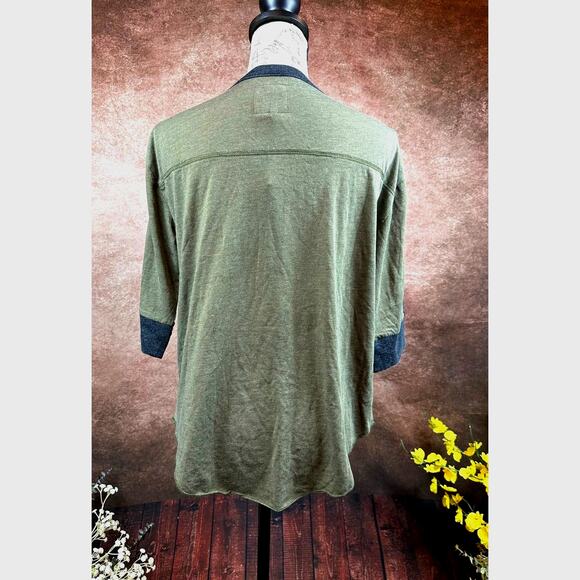 Chaser Round Neck 3/4 Sleeve Tee with Contrasting Trim Olive/Black M - Picture 7 of 9
